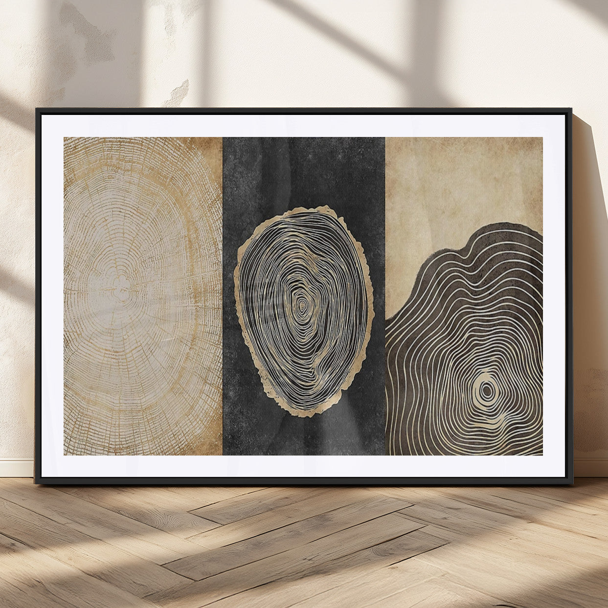 MGC-FP-36x24 - Tree Rings Canvas Wall Art Print – Minimalist Natural History in Modern Decor - Minimalist Boho Wall
