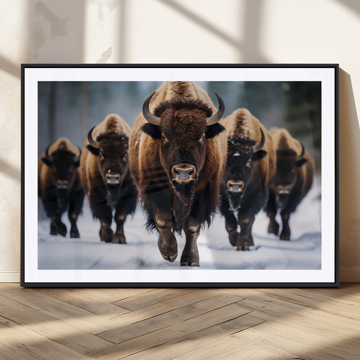MGC-FP-36x24 - Buffalo Wall Art Canvas Print, American Bison Herd Wall Art Canvas Print - Bison Canvas Print