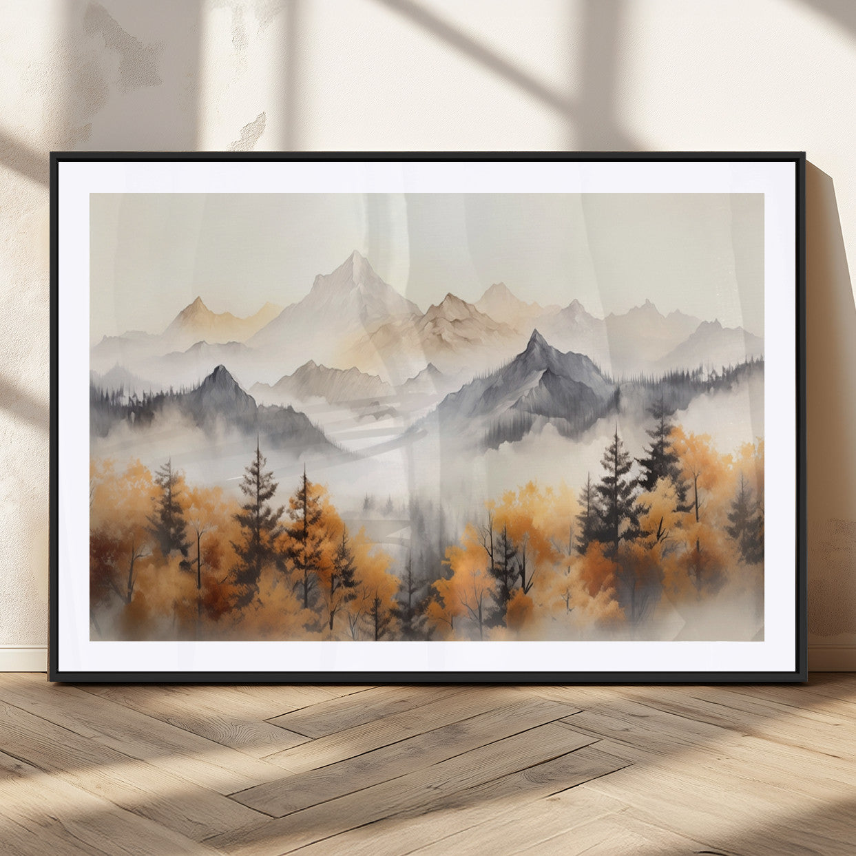 MGC-FP-36x24 - Abstract Mountain Wall Art | Misty Mountain Forest and Mountains Canvas Print for Living Room,