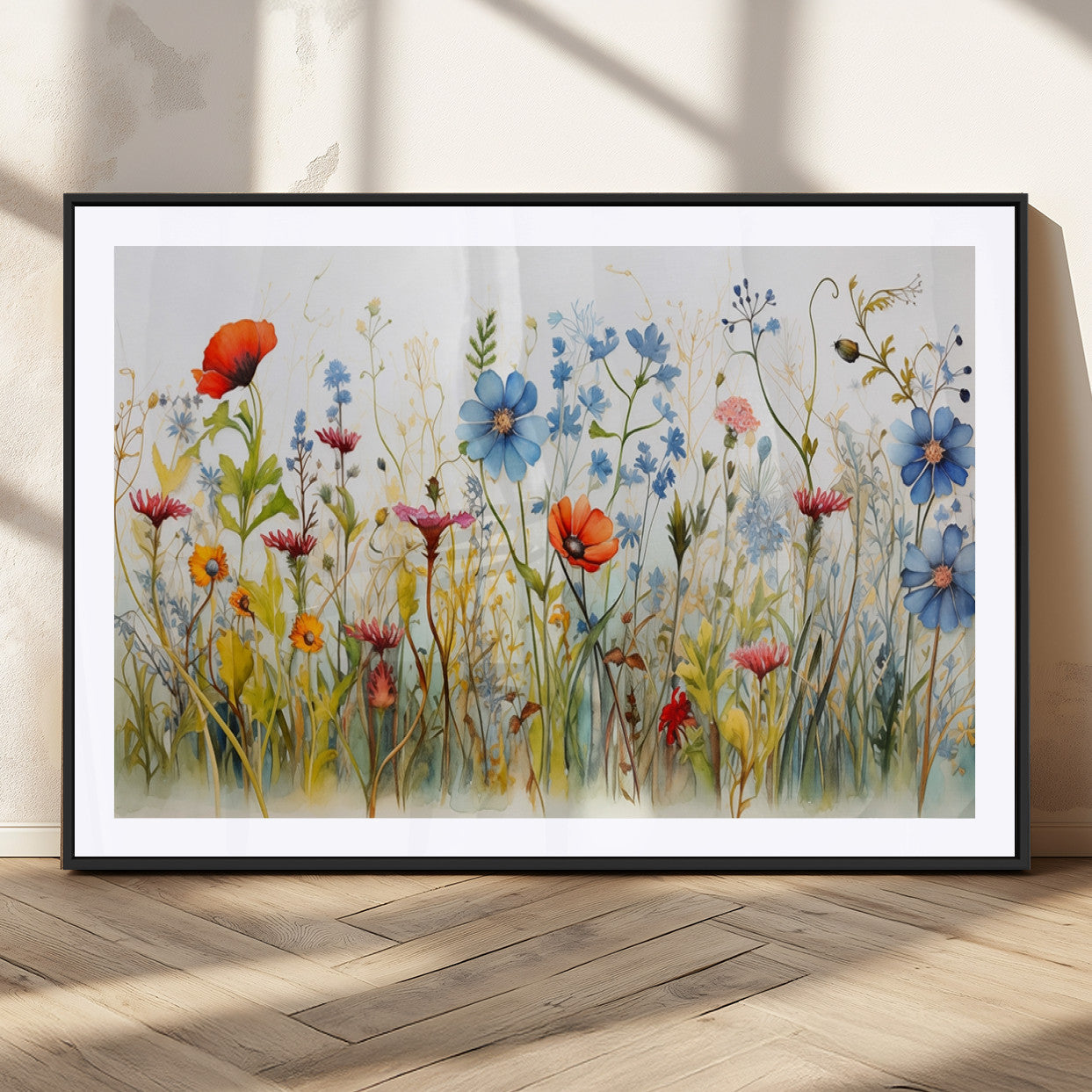 MGC-FP-36x24 - Colorful Wildflower Canvas Wall Art - Vibrant Floral Botanical Print, Bright Nature Decor for Living