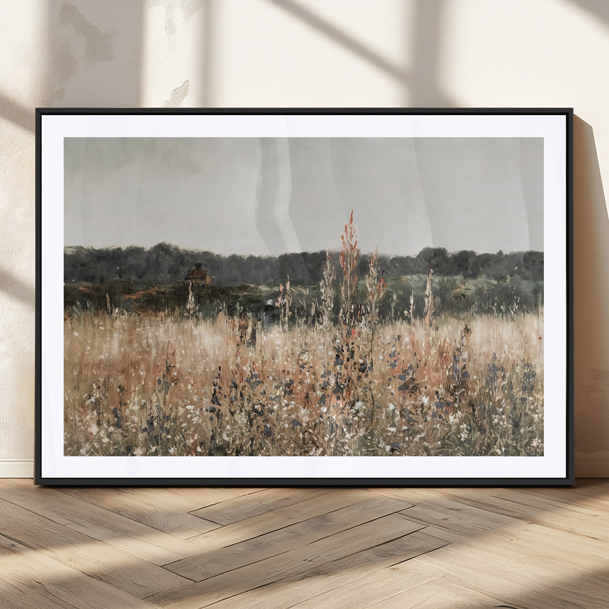 MGC-FP-36x24 - Abstract Wildflower Art Field Landscape Oil Painting Print, Country Field Wall Art - Framed Ready to Hang