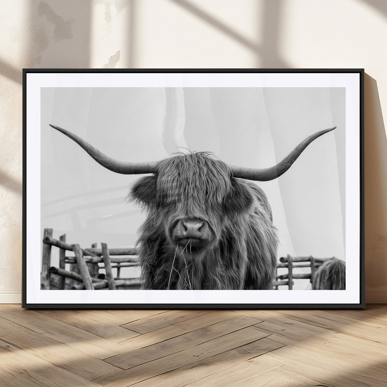 58188-MGC-FP-36x24_Black-Longhorn Canvas Print, Bighorn Cow Wall Art Canvas Print