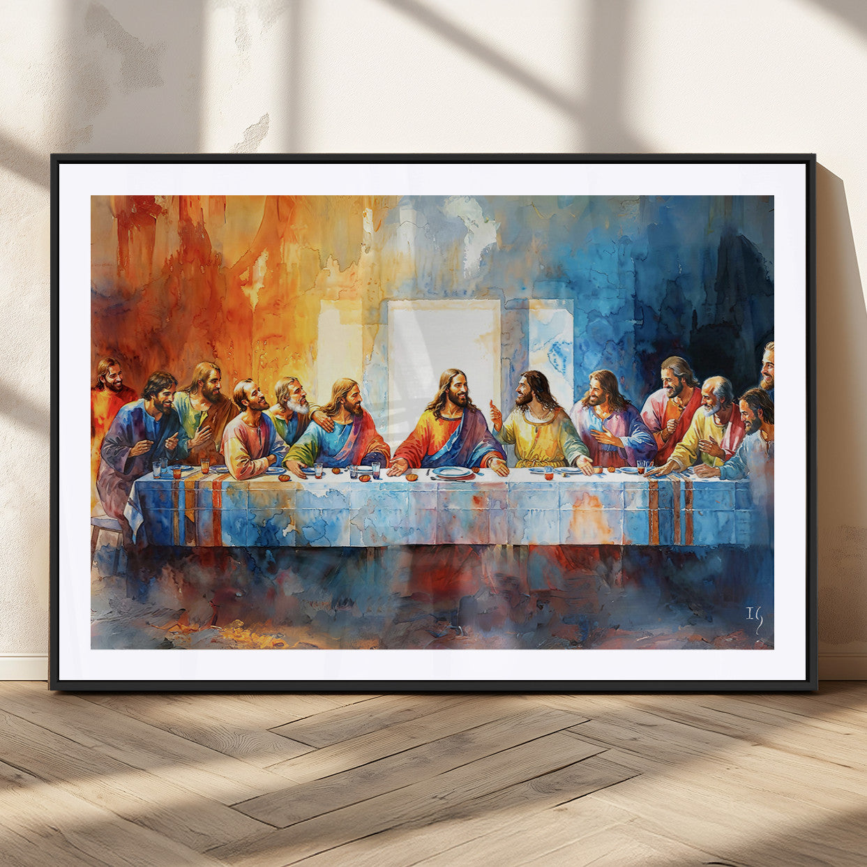 MGC-FP-36x24 - Abstract Watercolor The Last Supper Wall Art