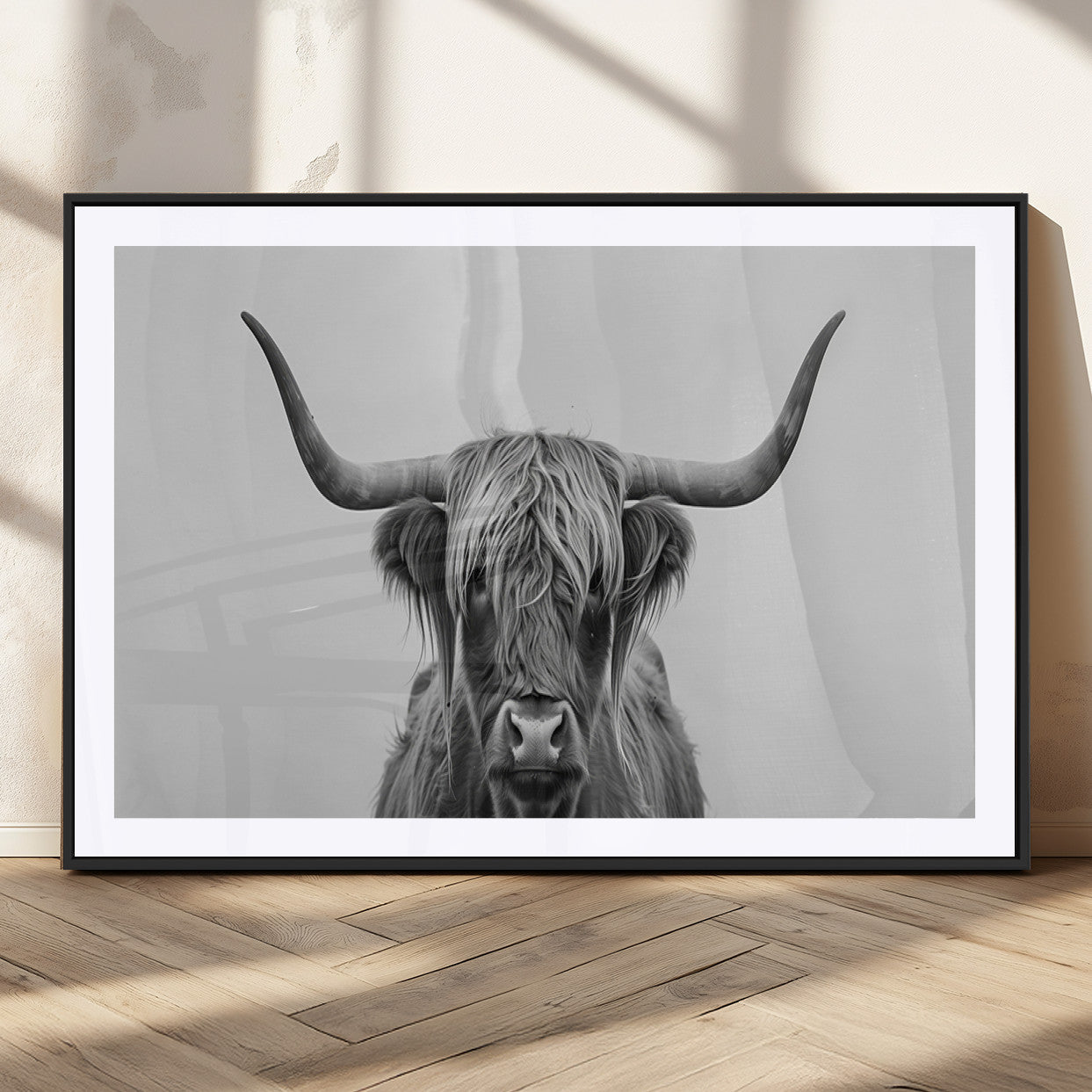 35820-MGC-FP-36x24_Black-Farmhouse Longhorn Wall Art Canvas Print, Longhorn Texas Wall Art Canvas Print