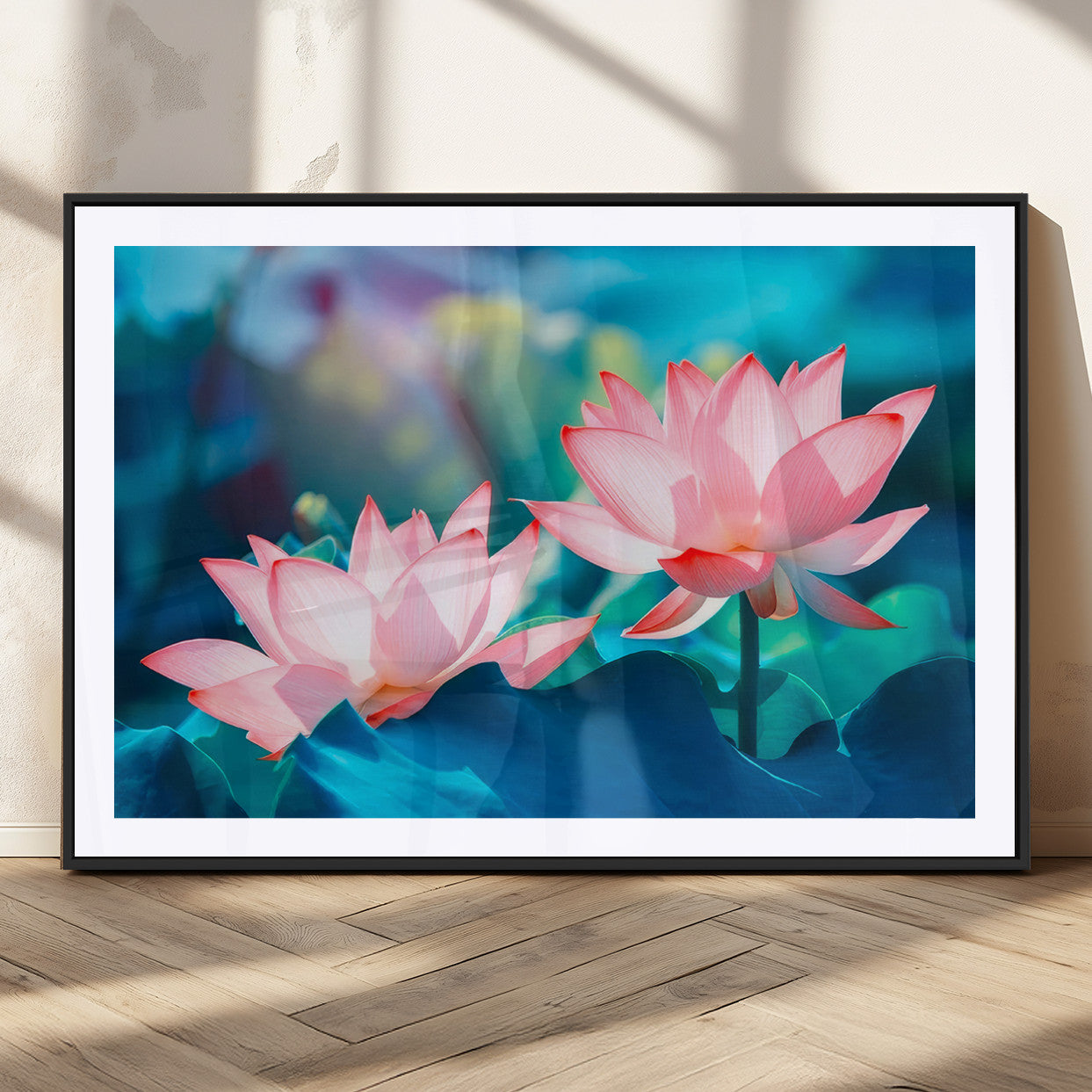 MGC-FP-36x24 - Pink Lotus Flower Canvas Wall Art | Vibrant Floral Wall Decor for Living Room, Office, or Bedroom |