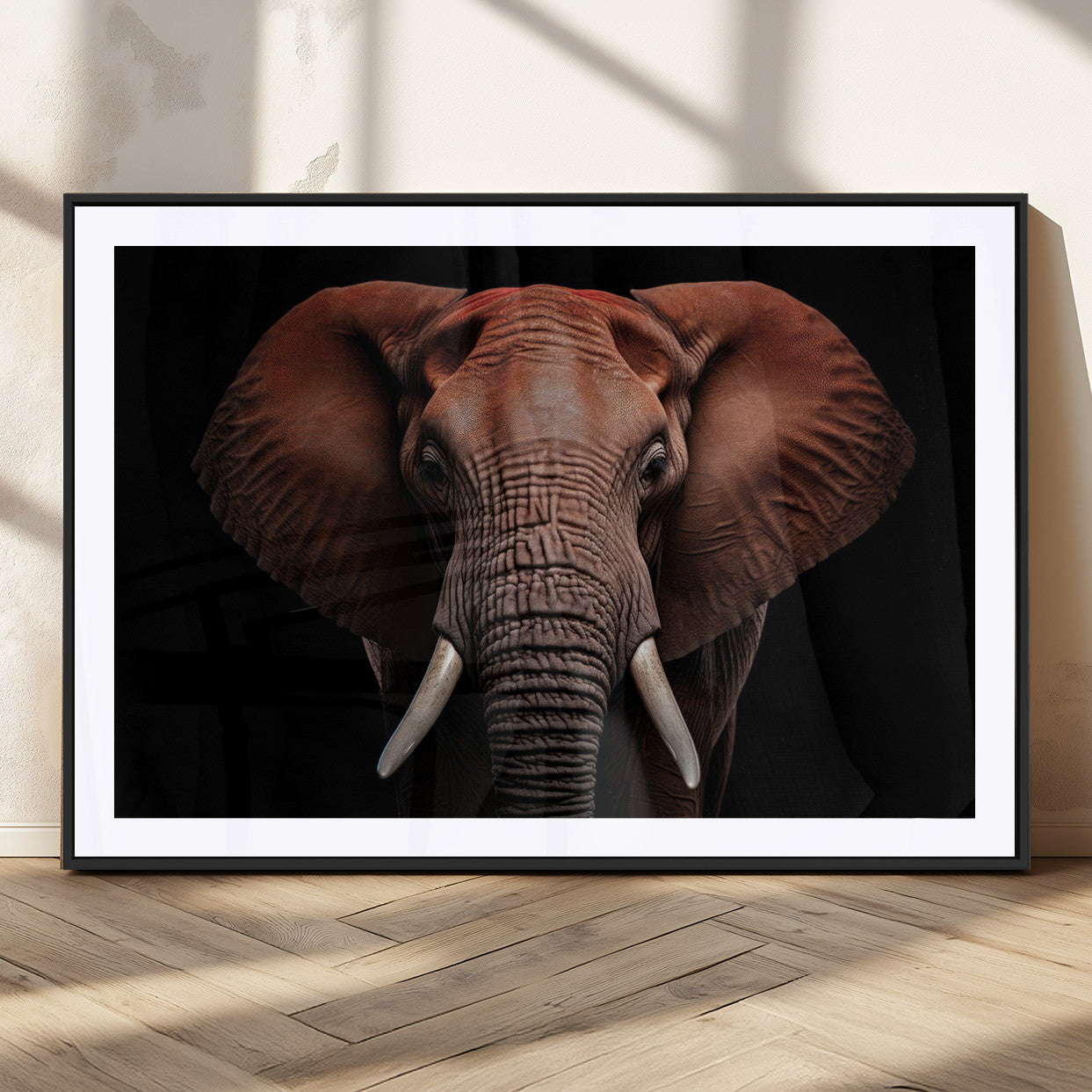 21941-MGC-FP-36x24_Black-Wild Elephant Wall Art Canvas Print, Africa Savannah Wild Animal Wall Decor Print