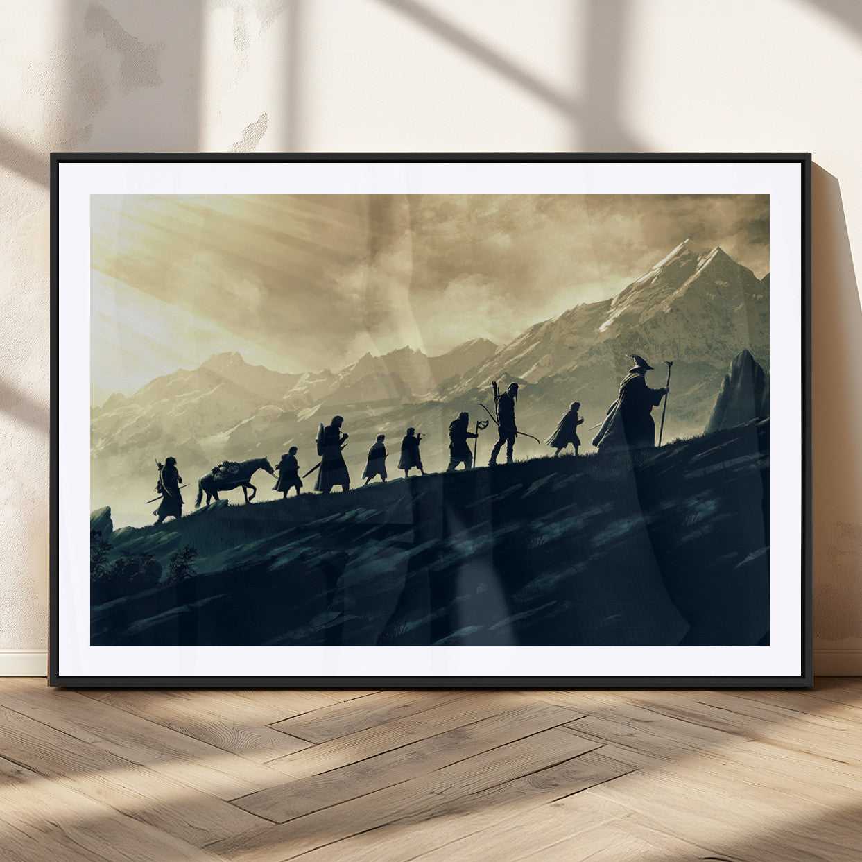 41574-MGC-FP-36x24_Black-Lord of the Rings Silhouette Wall Art Capturing the Epic Quest Through Middle-Earth - The