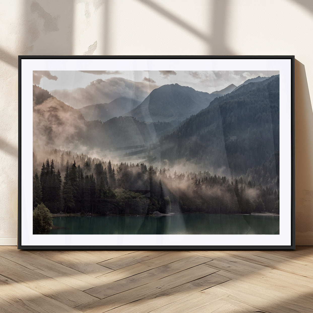 MGC-FP-36x24 - Foggy Mountain Canvas Print Forest Wall Art