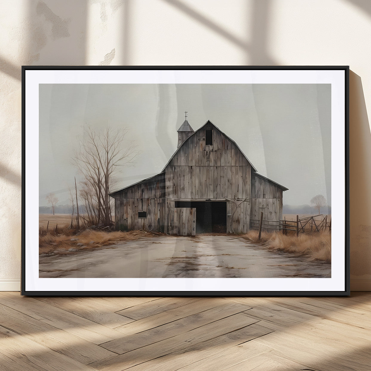MGC-FP-36x24 - Farmhouse Rustic Barn Wall Art Canvas Print – Framed and Ready to Hang – Perfect Addition to