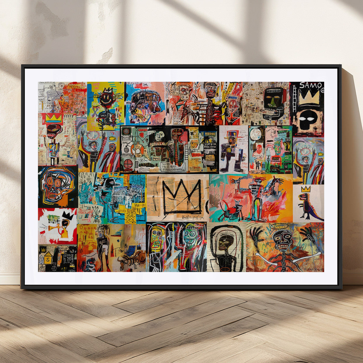 MGC-FP-36x24 - Abstract Art Collage Wall Art Canvas Print – Framed, Ready to Hang, Urban Graffiti Style