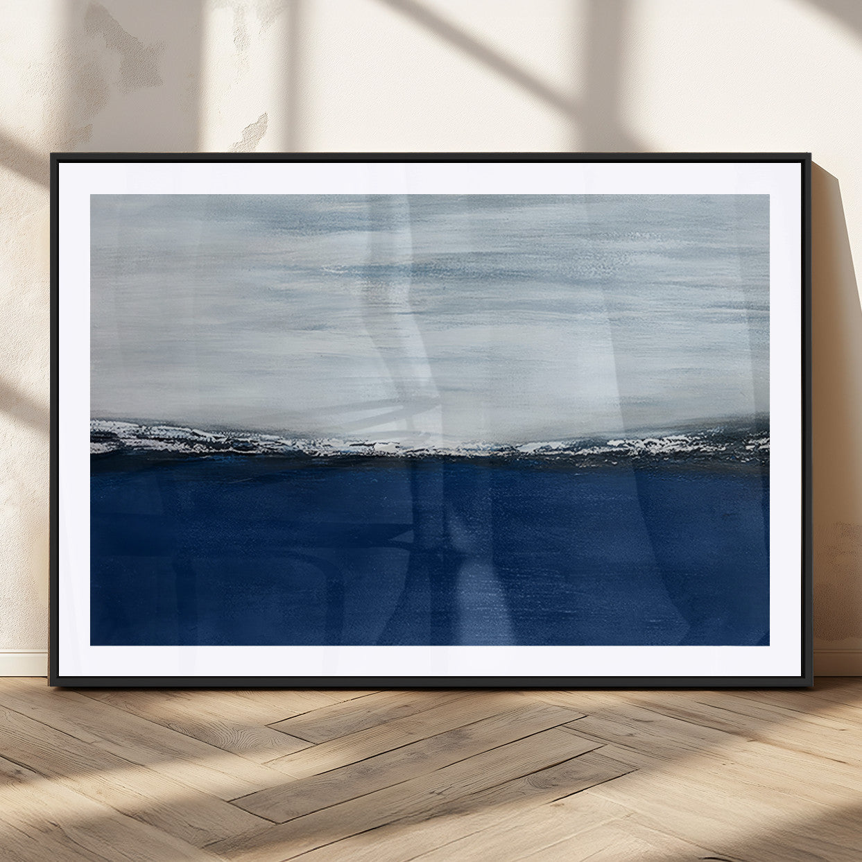 62197-MGC-FP-36x24_Black-Navy Blue Abstract Wall Art Canvas Print
