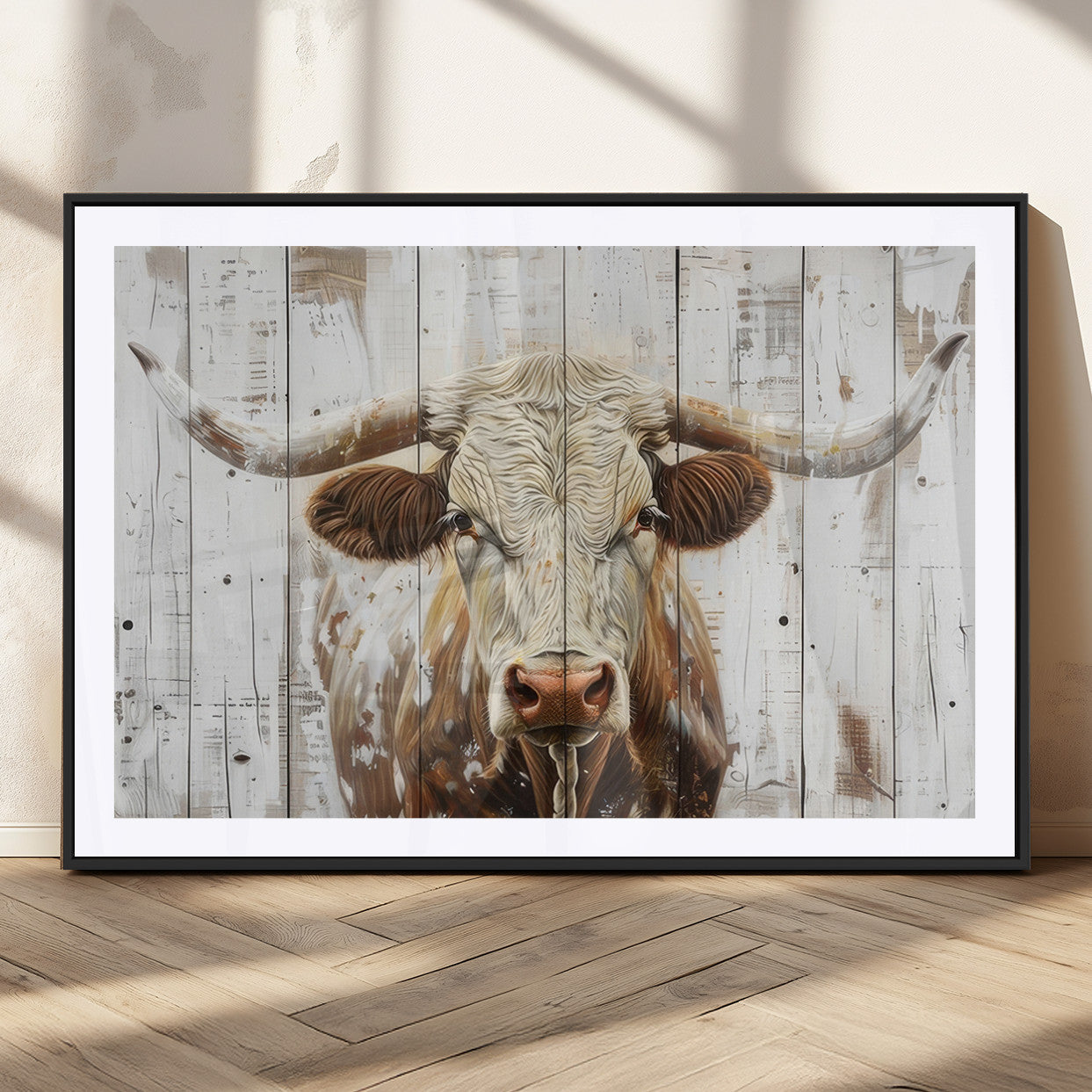 71551-MGC-FP-36x24_Black-Rustic Longhorn Bull Wall Art Canvas Set – Western-Inspired Farmhouse Décor - Ready to Hang