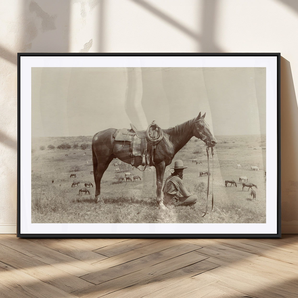 MGC-FP-36x24 - Cowboy Wall Art - Western Horse Canvas Print - Vintage Western Wall Art Canvas Print, Ready to Hang