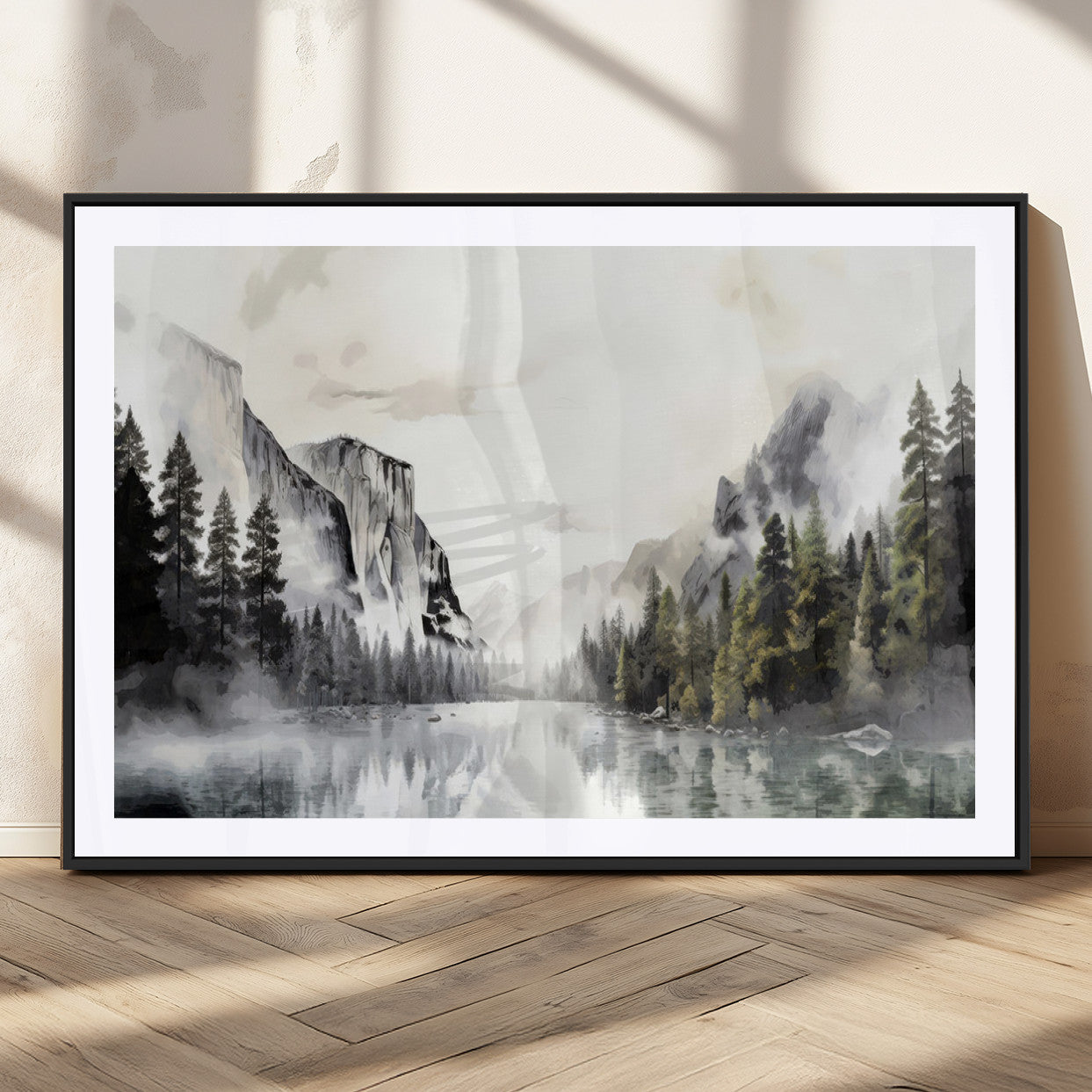 MGC-FP-36x24 - Yosemite Valley Wall Art Canvas Print – Framed and Ready to Hang – Majestic Nature Landscape Décor