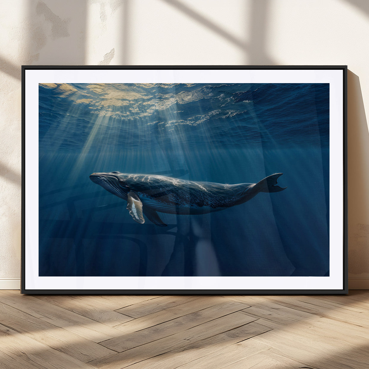 18052-MGC-FP-36x24_Black-Whale under Ocean Wall Art Canvas Print