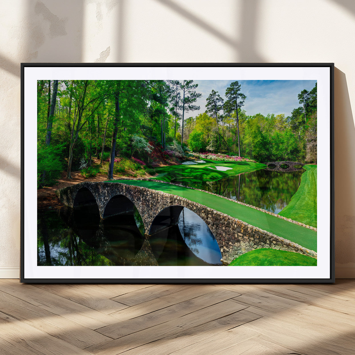 MGC-FP-36x24 - Augusta National Golf Club Wall Art - Panoramic Bridge & Lush Greenery – Premium Framed,