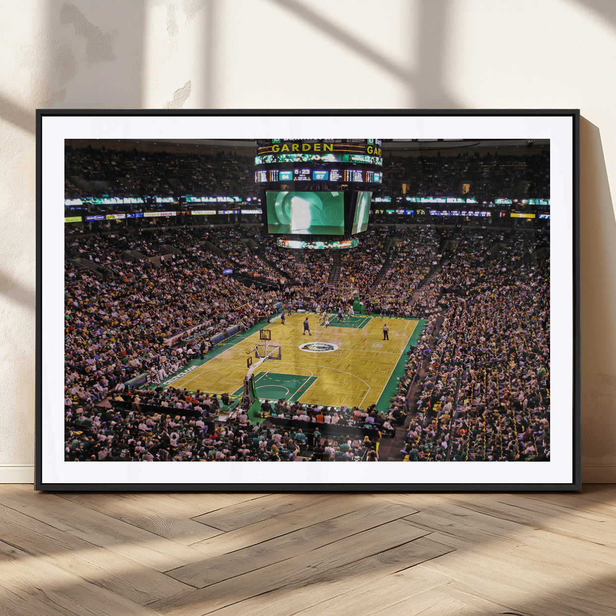 21705-MGC-FP-36x24_Black-TD Garden Basketball Canvas Wall Art - Boston Celtics Live Action - Framed - Ready to Hang