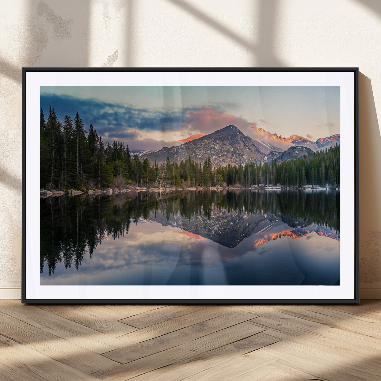 MGC-FP-36x24 - Bear Lake Reflection at Rocky Mountain National Park Wall Art Canvas Print, Scenic Mountain Landscape Canvas Print Set | Mountain Lake Wall Art Print