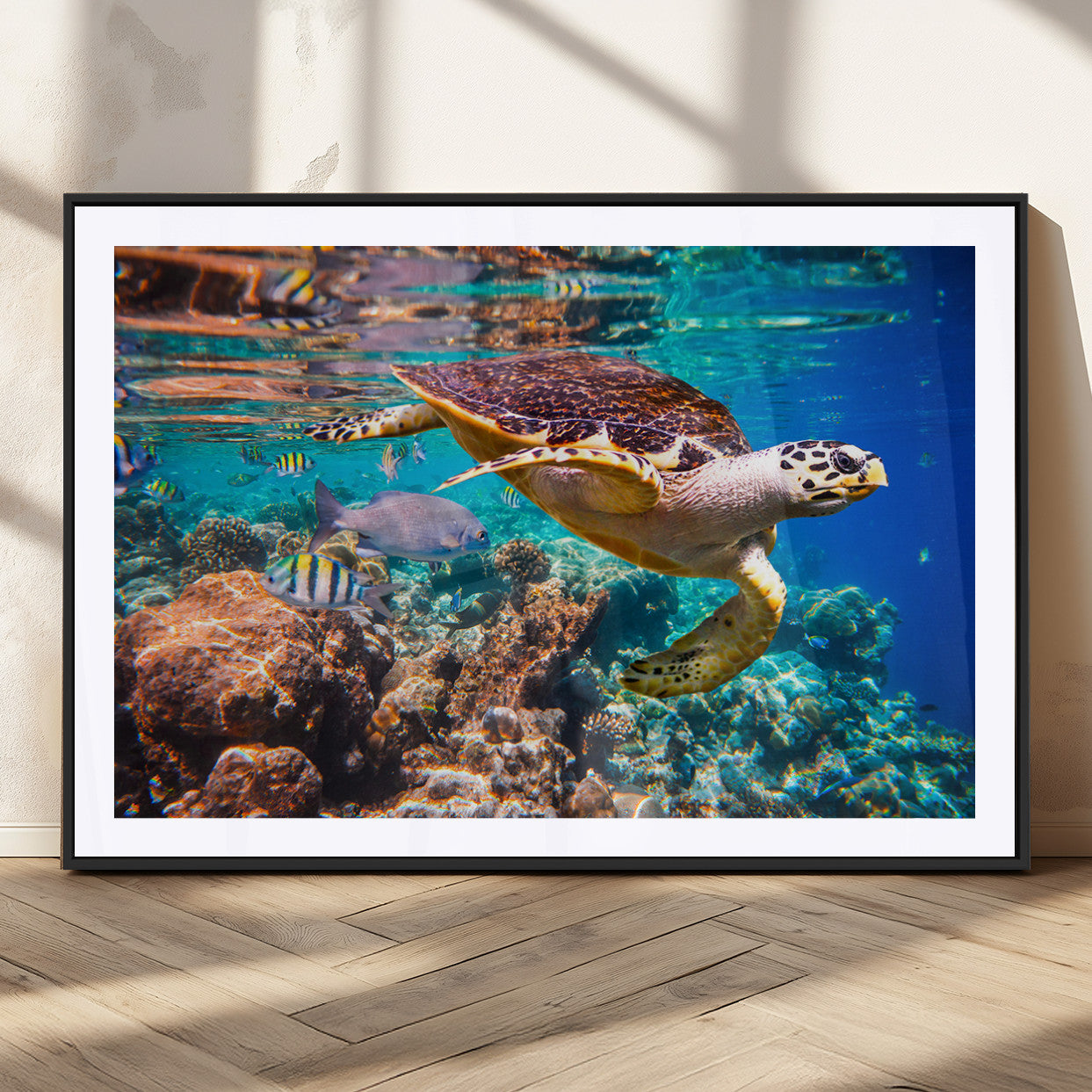 MGC-FP-36x24 - Sea Turtle Wall Art Canvas Print – Vibrant Ocean Coral Reef Décor, Ready to Hang