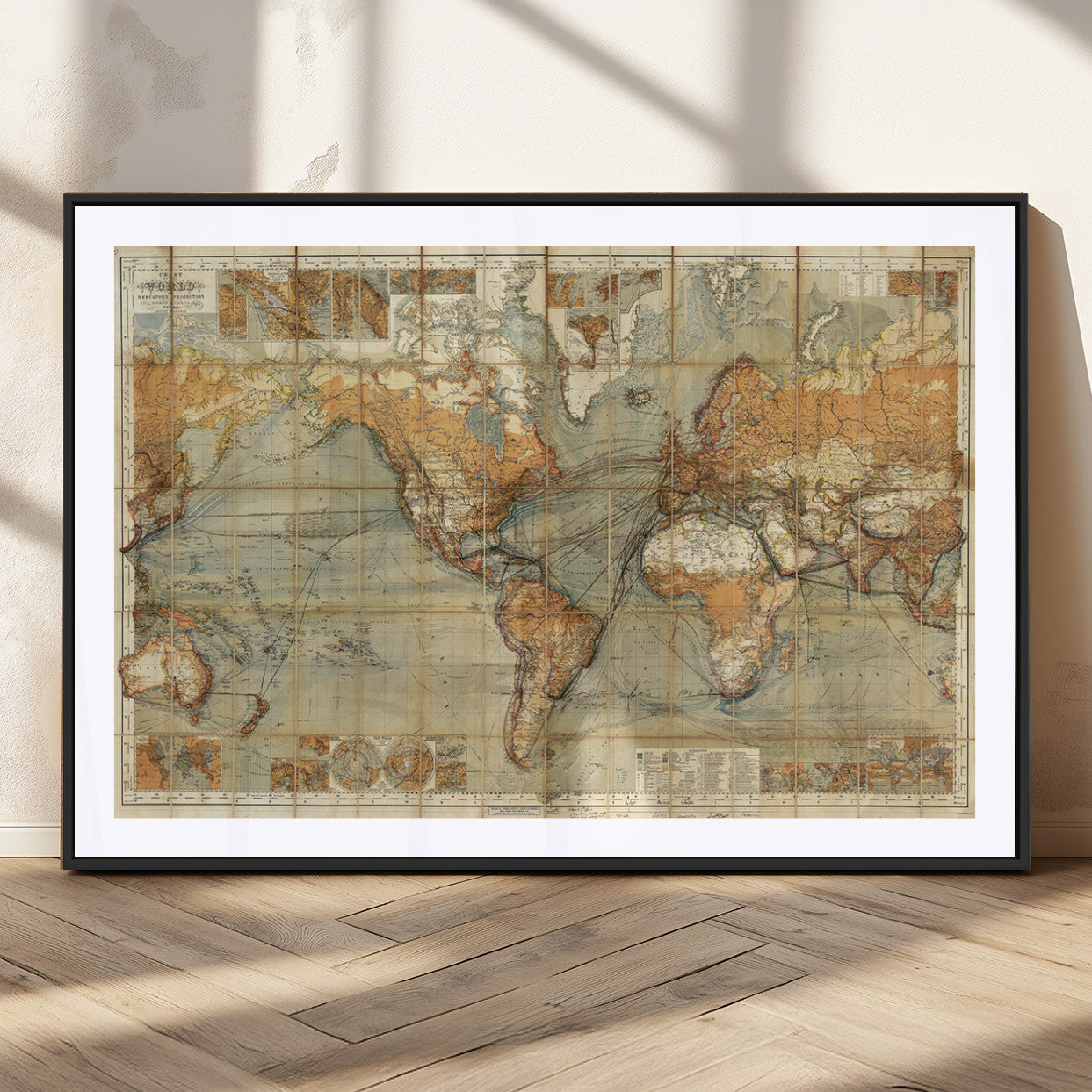 MGC-FP-36x24 - Push Pin World Map Canvas Print – Framed Wall Art for Couples to Track Their Travels – Anniversary
