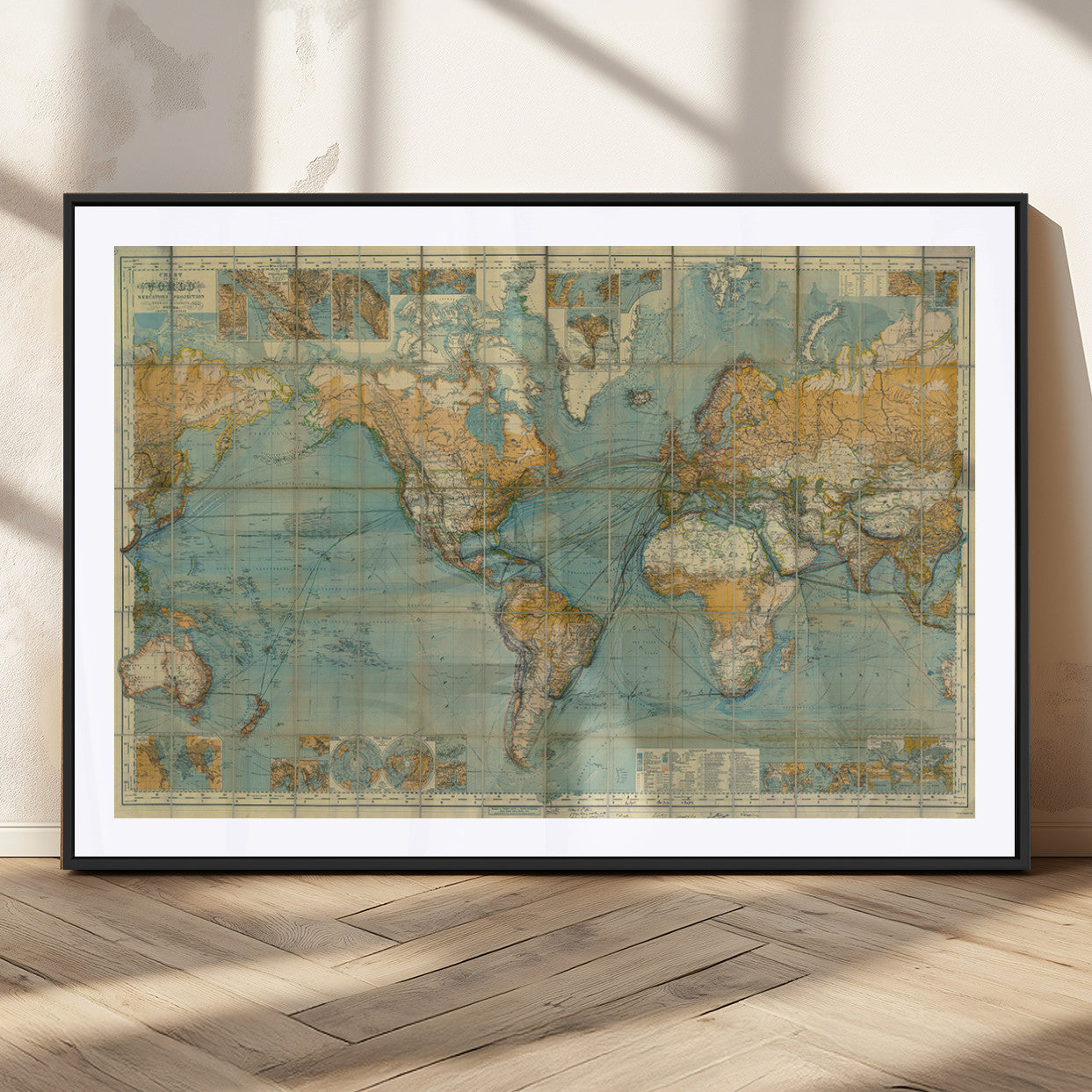 MGC-FP-36x24 - Push Pin World Map Canvas Print – Framed Wall Art for Couples to Track Their Travels – Anniversary