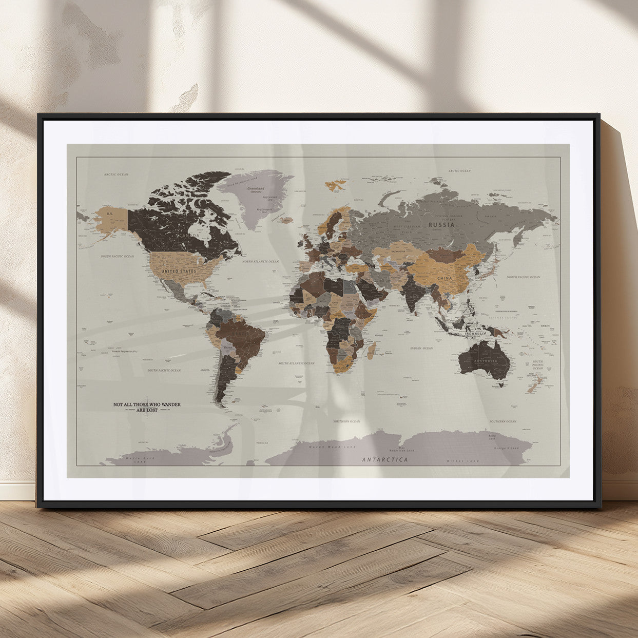 MGC-FP-36x24 - Push Pin World Map Canvas Print – Framed Wall Art for Couples to Track Their Travels – Anniversary