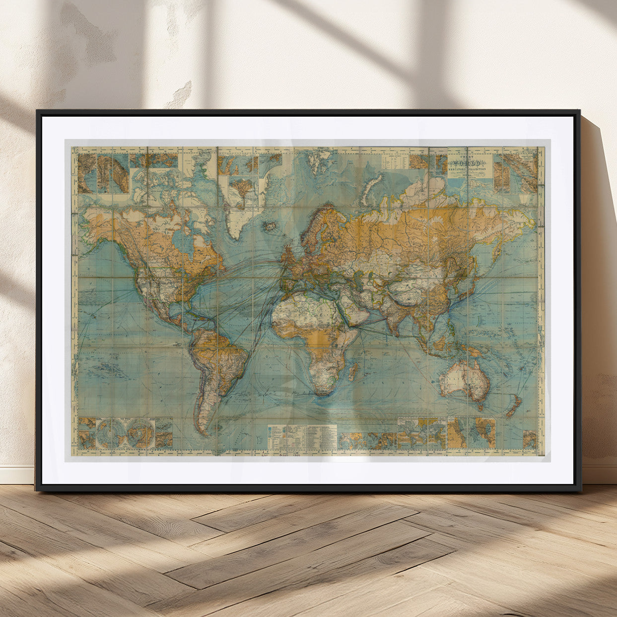 MGC-FP-36x24 - Push Pin World Map Canvas Print – Framed Wall Art for Couples to Track Their Travels – Anniversary