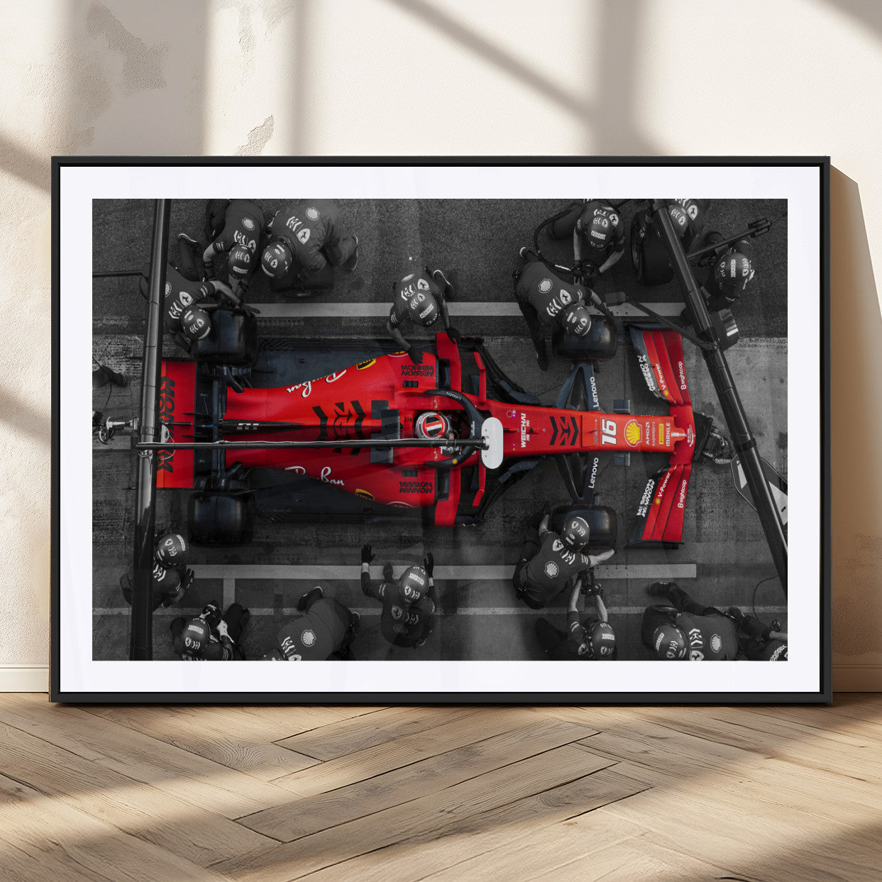 MGC-FP-36x24 - Ferrari Pit Stop Canvas Wall Art – Precision and Speed Captured in Bold Motorsport Imagery – Ready