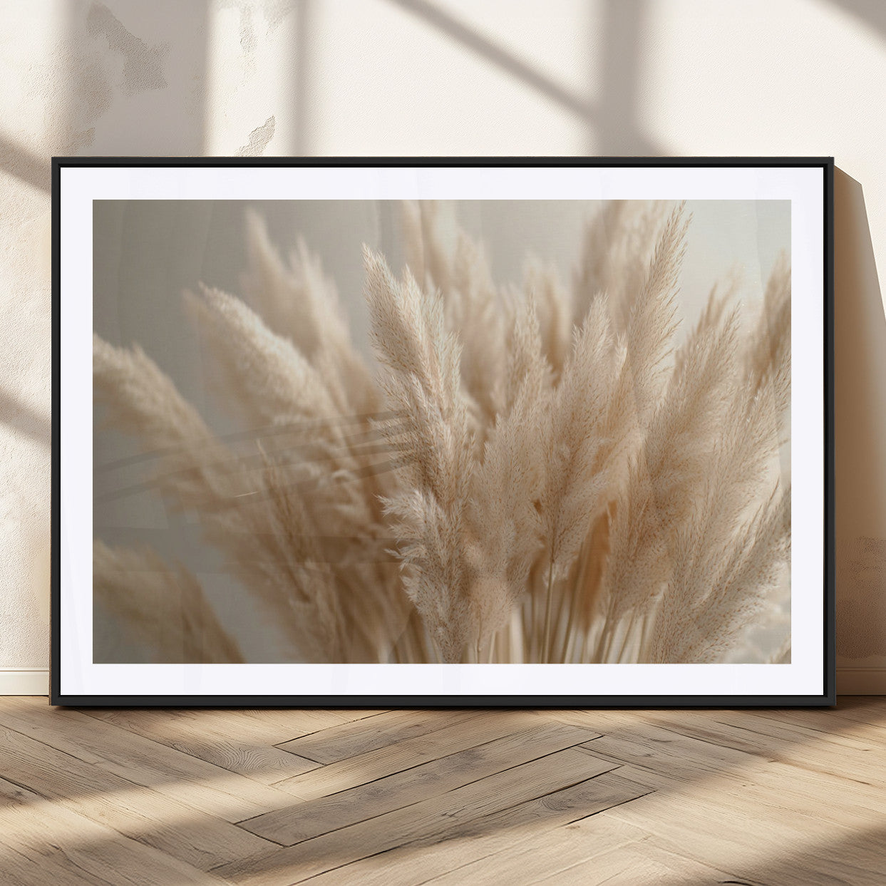 MGC-FP-36x24 - Pampas Grass Canvas Wall Art - Elegant Neutral Decor for Living Room, Boho Minimalist Artwork, Ready