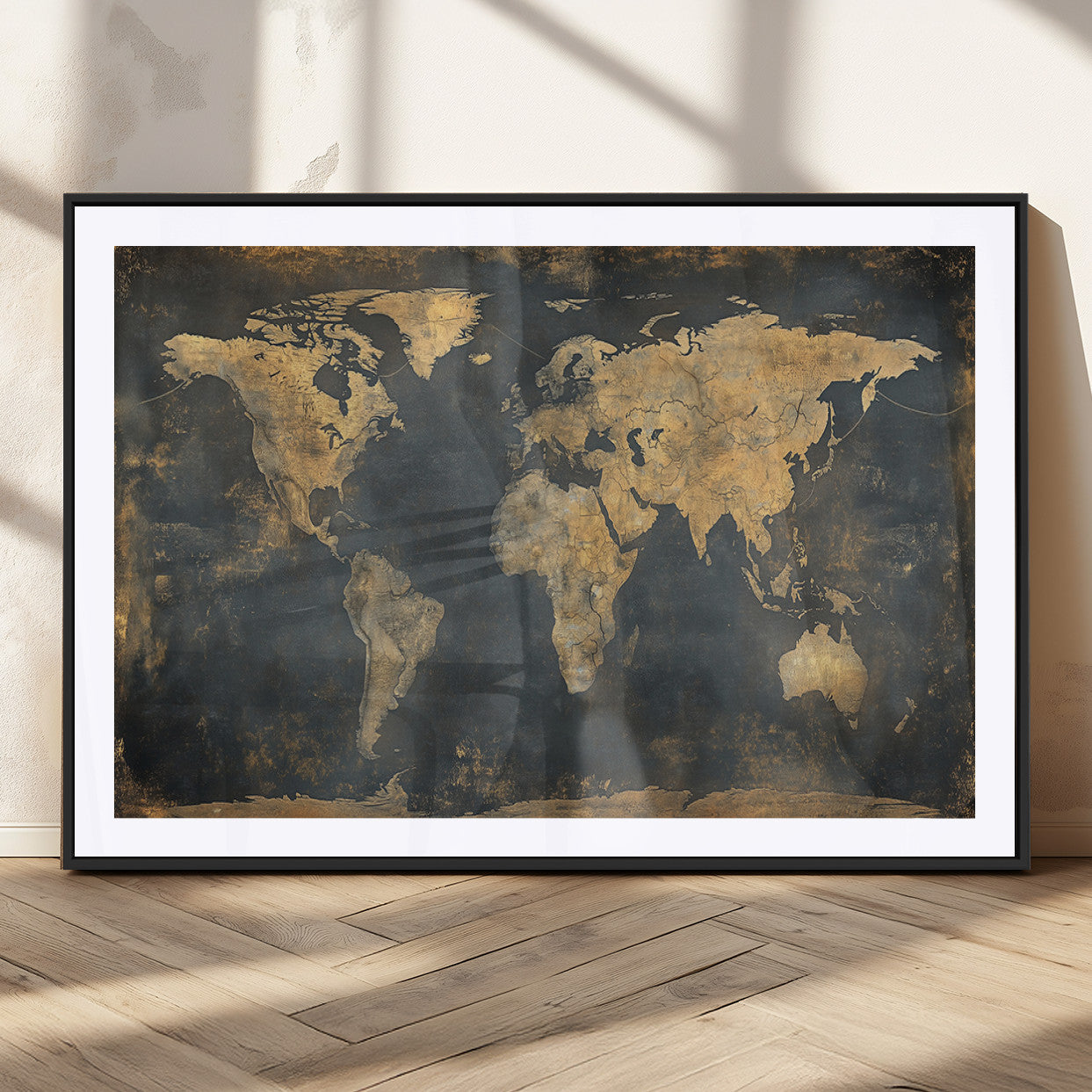 MGC-FP-36x24 - Push Pin World Map Canvas Print – Framed Wall Art for Couples to Track Their Travels – Anniversary