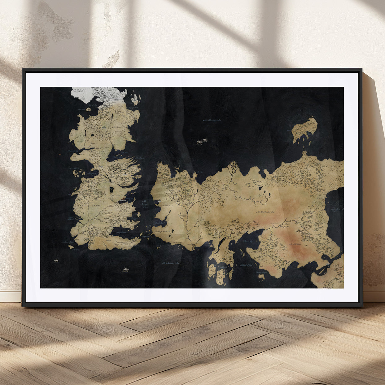 MGC-FP-36x24 - Push Pin World Map Canvas Print – Framed Wall Art for Couples to Track Their Travels – Anniversary