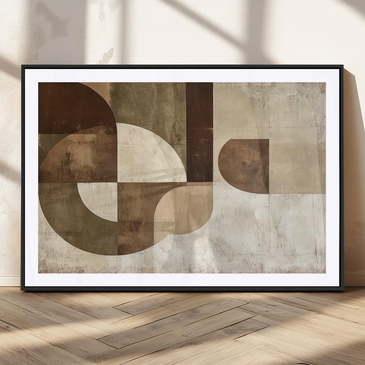 MGC-FP-36x24 - Wabi Sabi Geometric Wall Art | Abstract Modern Minimalist Canvas Print with Neutral Mid Century Art