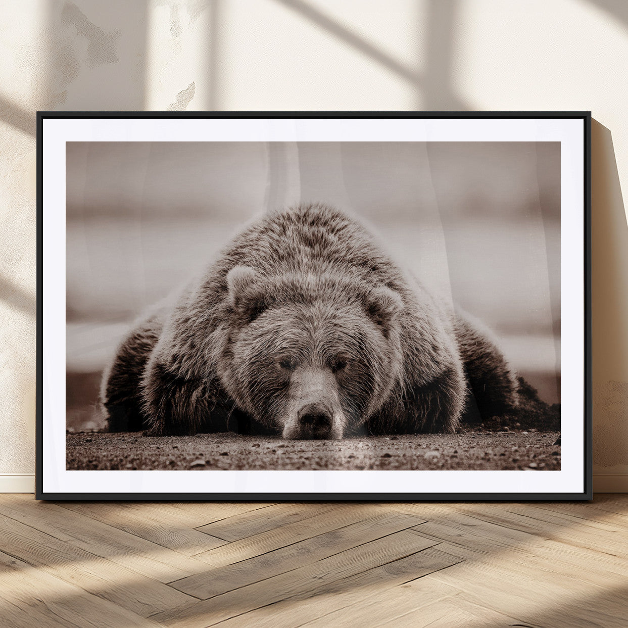 MGC-FP-36x24 - Grizzly Bear Wall Art Print - Bear Canvas Wall Art - Rustic Bear Portrait Canvas Print for Cabin