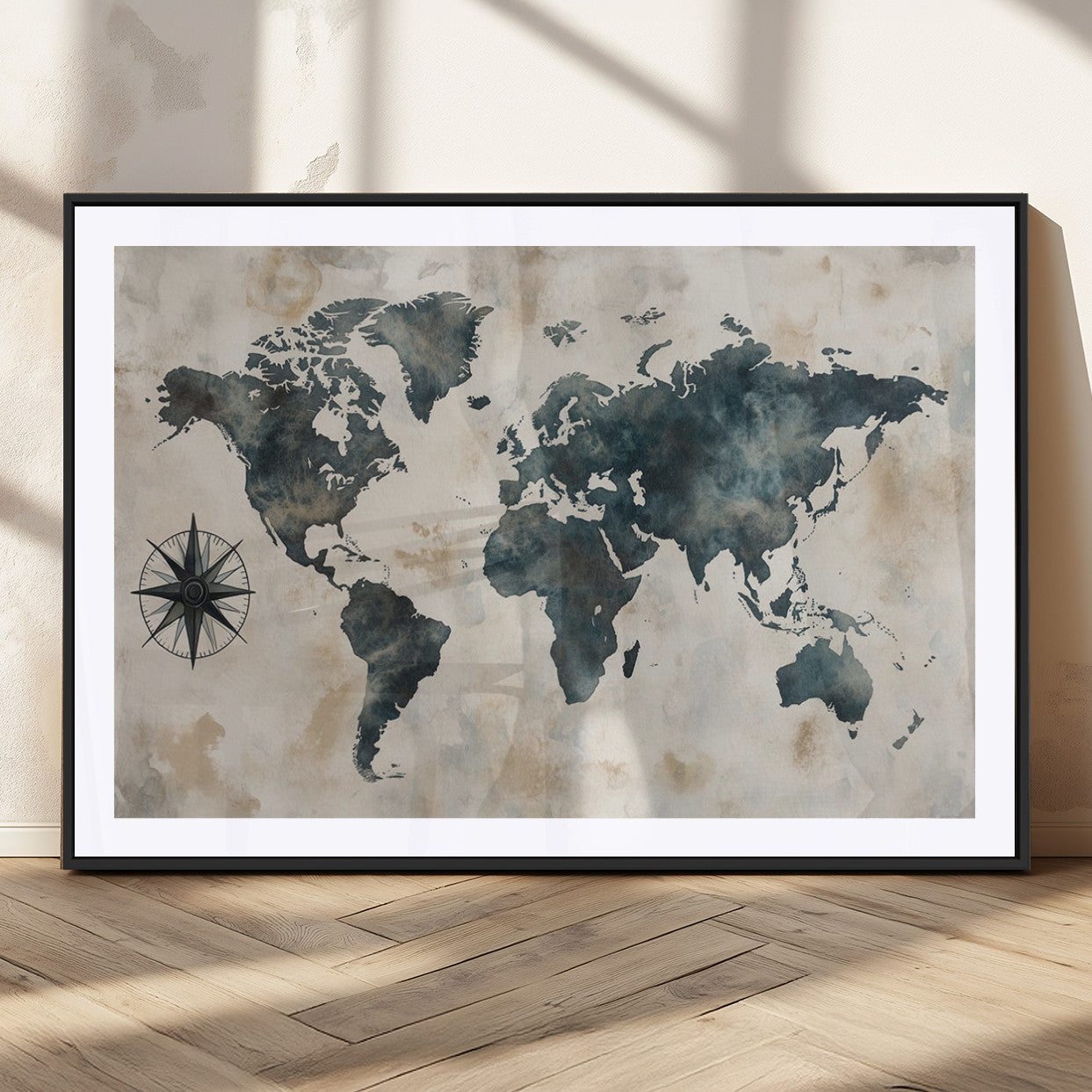 MGC-FP-36x24 - Push Pin World Map Canvas Print – Framed Wall Art for Couples to Track Their Travels – Anniversary