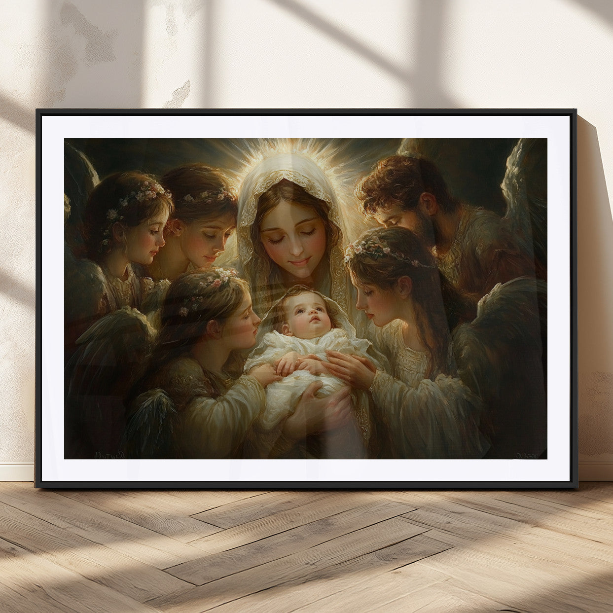MGC-FP-36x24 - Mary Jesus Canvas Wall Art Print - Madonna and Child with Apostles Art Print - Classic Christian