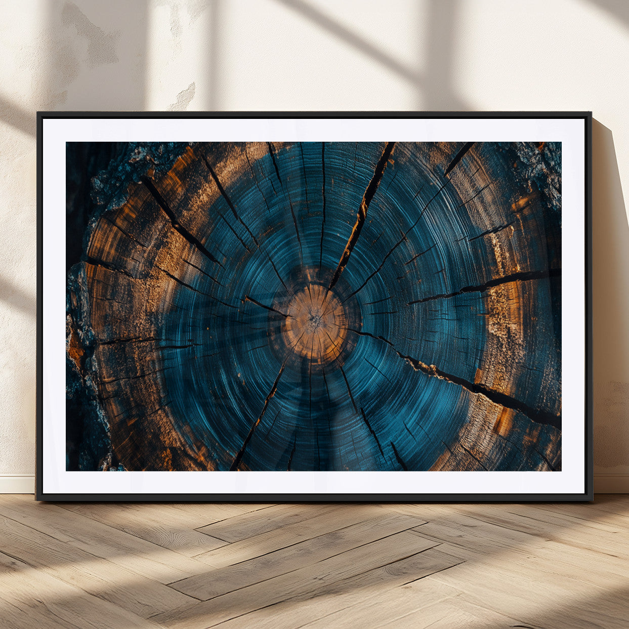 MGC-FP-36x24 - Farmhouse Wall Art - Abstract Tree Rings Canvas Wall Art Print, Framed Wood Grain Rings Artwork