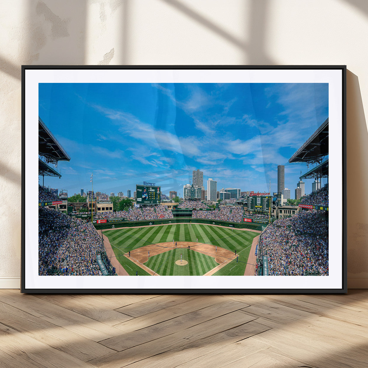 MGC-FP-36x24 - Wrigley Field Chicago Cubs Panoramic Art Multi Piece Canvas - Iconic Baseball Stadium Print for