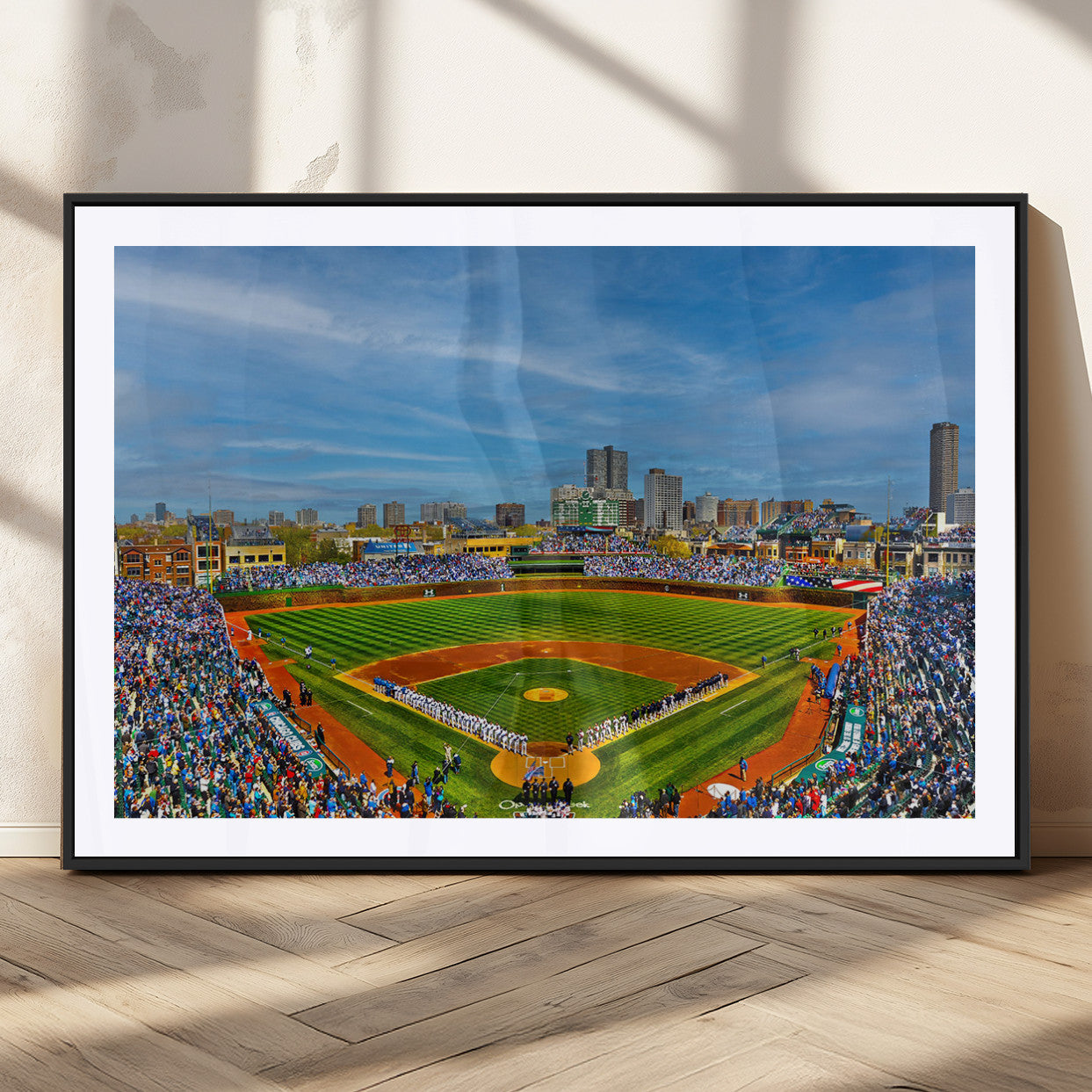 MGC-FP-36x24 - Wrigley Field Chicago Cubs Panoramic Multi Piece Canvas Wall Art - Iconic Baseball Stadium Canvas