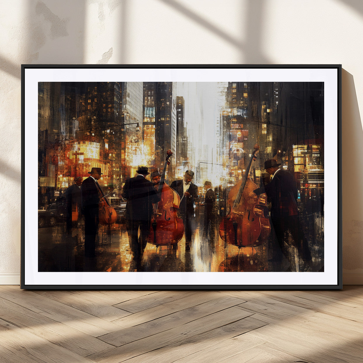 MGC-FP-36x24 - Abstract Jazz Art Wall Art Canvas Print - Framed Abstract Music Canvas - Colorful Instrument Poster