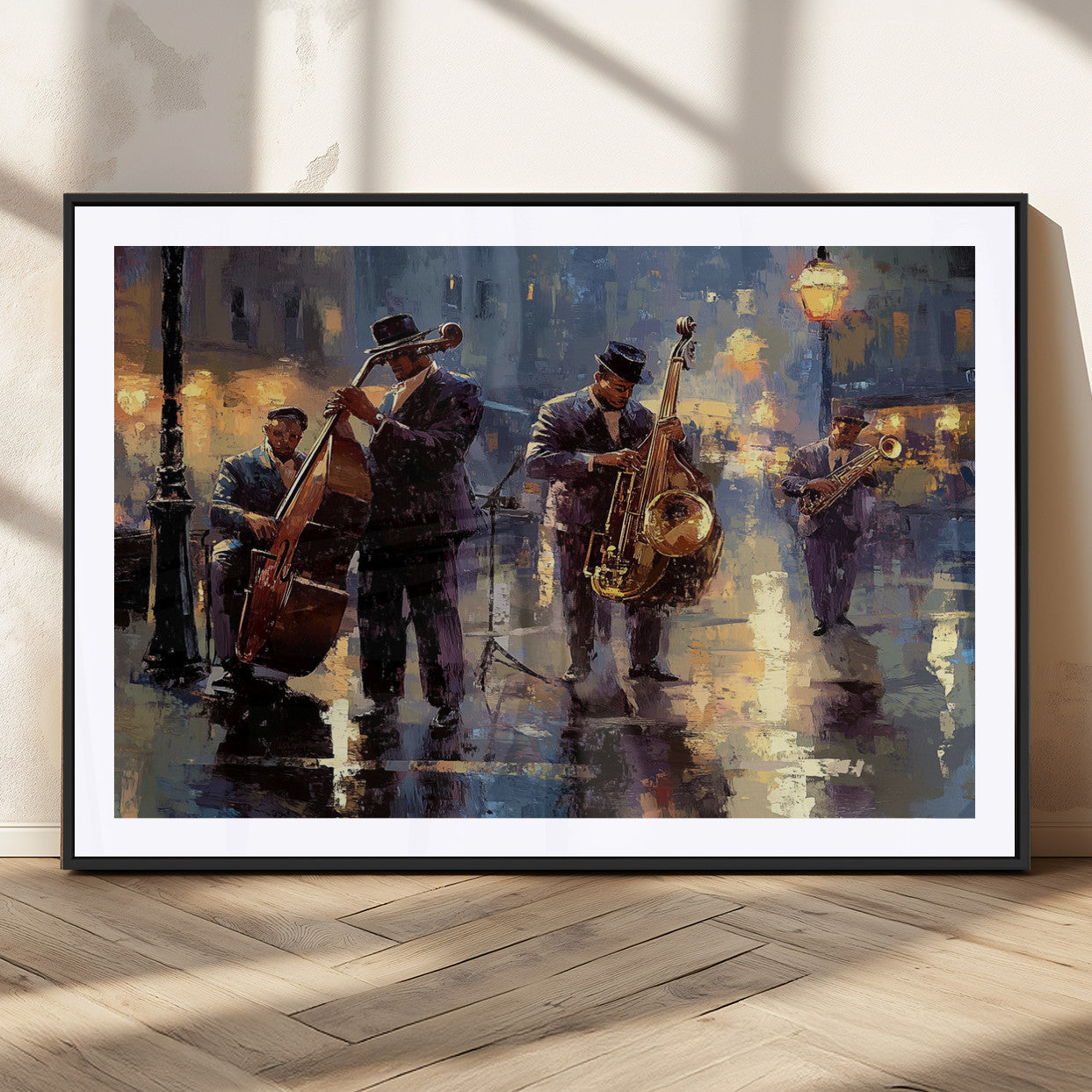 MGC-FP-36x24 - Afro Abstract Jazz Music Canvas Print - African American Wall Art - Colorful Framed Afro Abstract
