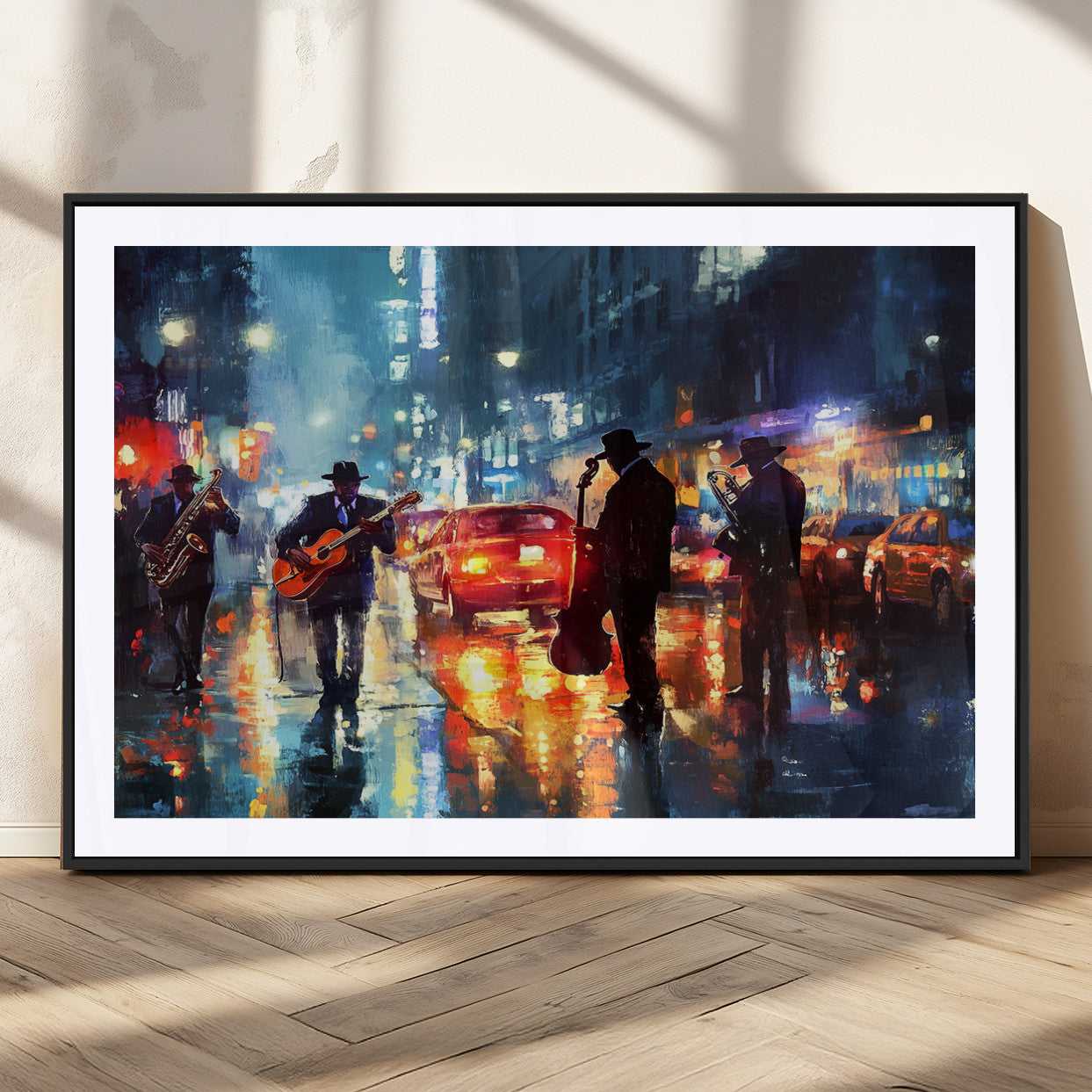 MGC-FP-36x24 - African American Jazz Canvas - Abstract Music Wall Art Print - Abstract Jazz Wall Art Framed Prints
