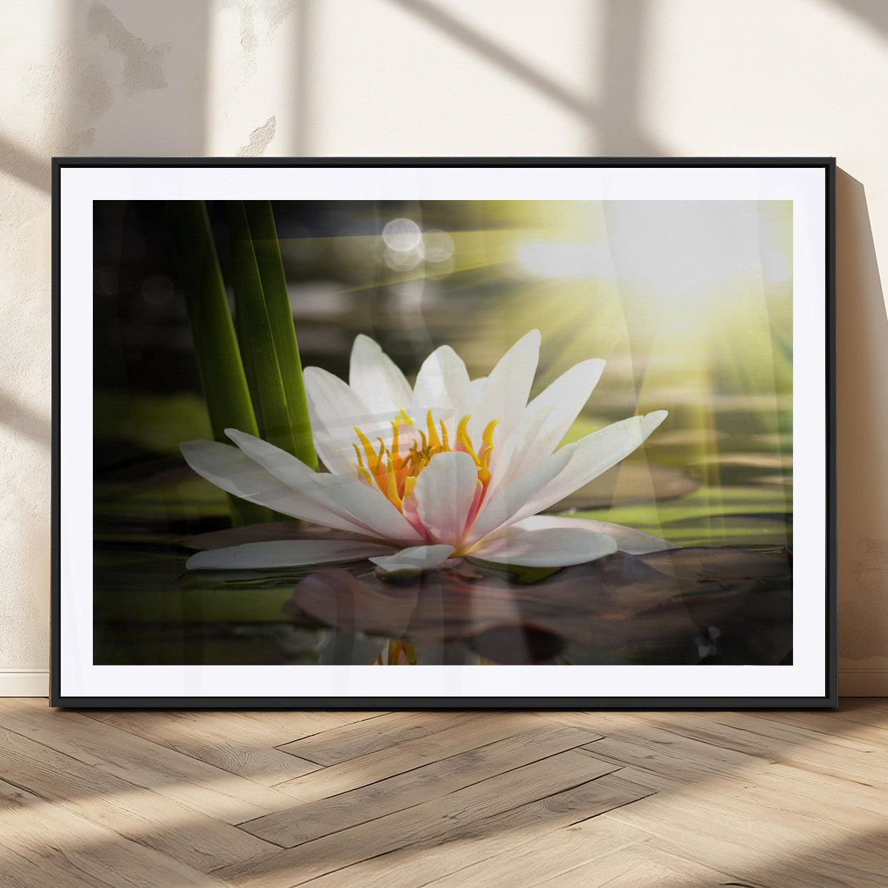 MGC-FP-36x24 - Lotus Flower Wall Art Canvas Print, Water Lily Large Wall Art Canvas Print