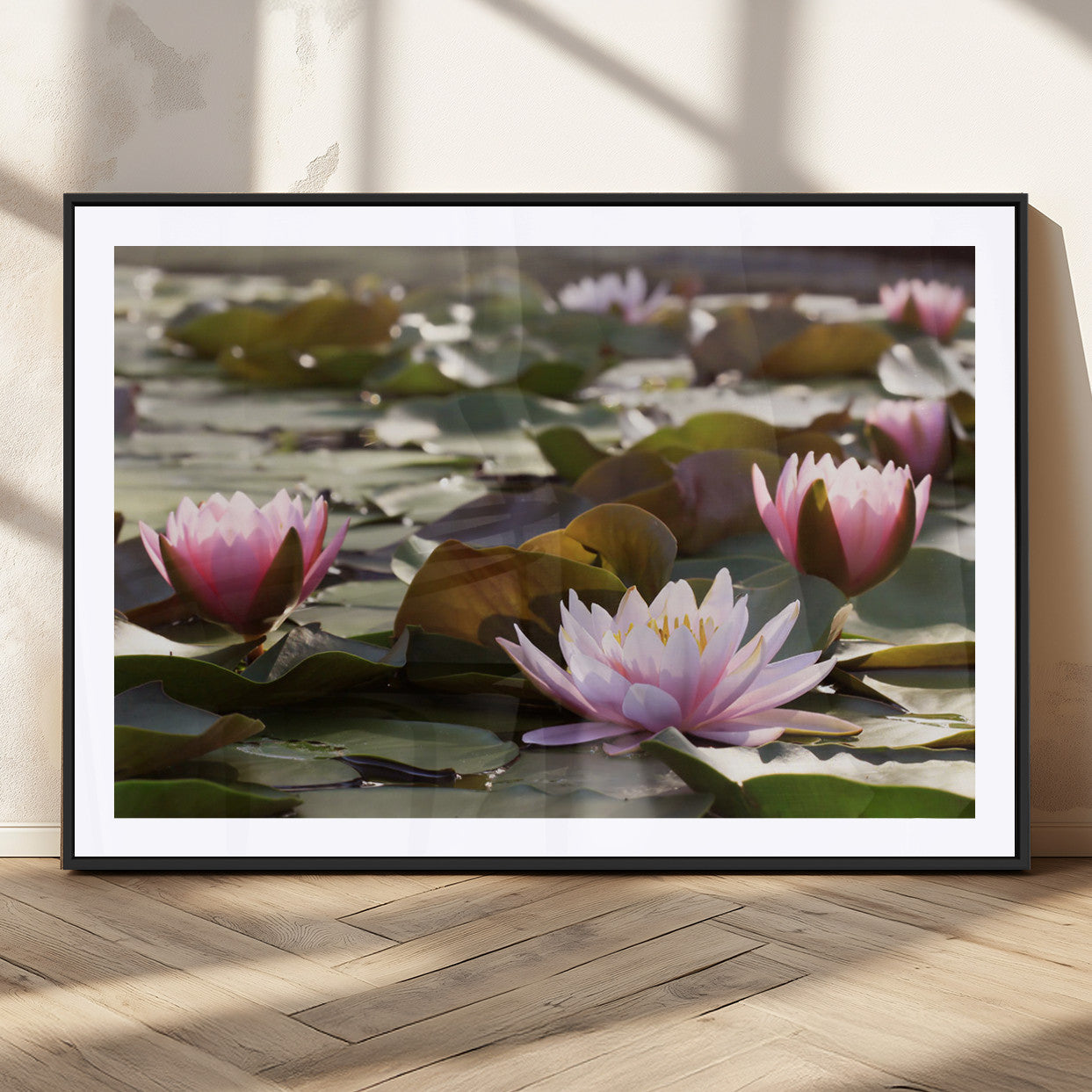 MGC-FP-36x24 - Lotus Flower Wall Art Canvas Print, Water Lily Large Wall Art Canvas Print for Yoga Room Decor,
