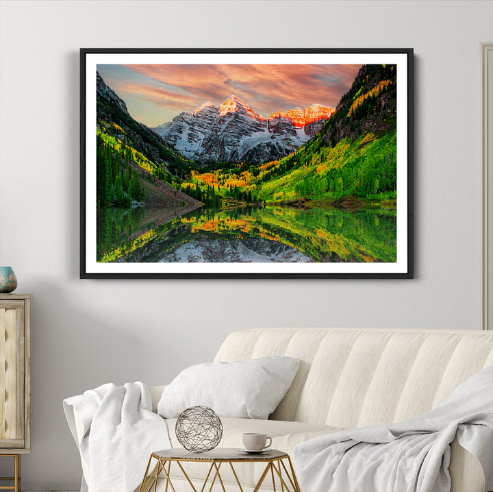 Maroon Bells Lake Wall Art Canvas Print – Majestic Colorado Mountain Landscape, Autumn Reflection, Multi-Panel Framed Artwork for Home, Office Decor