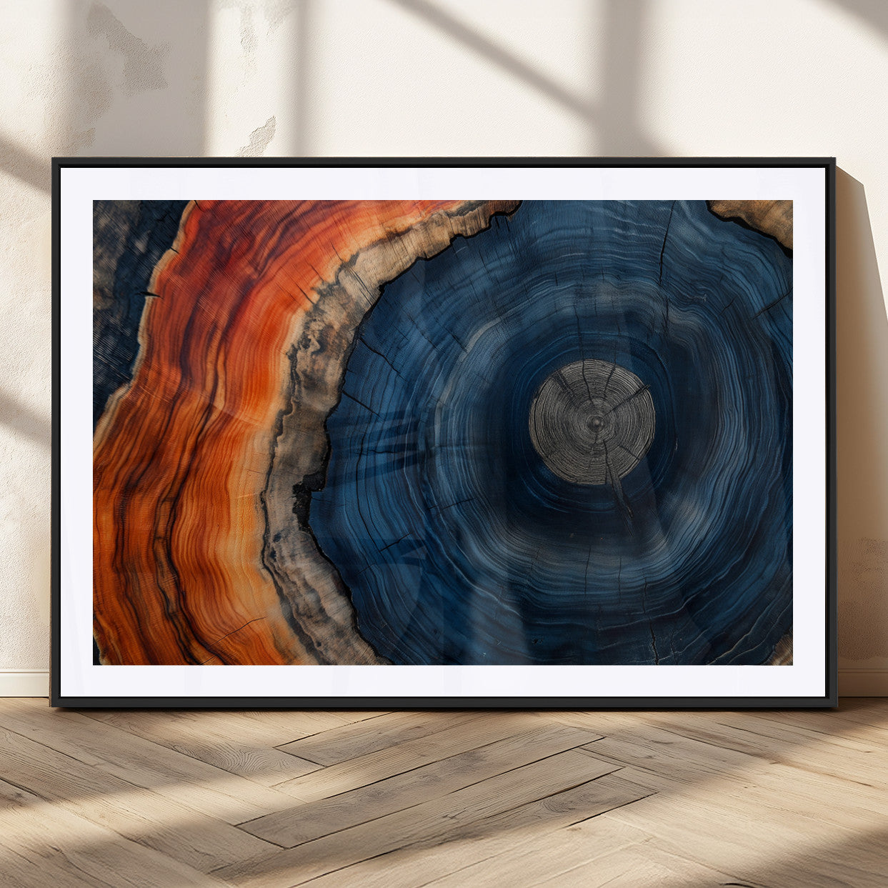 MGC-FP-36x24 - Tree Rings Wall Art Canvas Print, Rustic Wood Print, Framed Natural Texture Art Print, Wood Grain