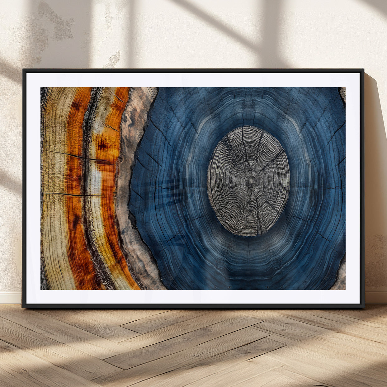 MGC-FP-36x24 - Abstract Tree Rings Wall Art Canvas Print - Wood Grain Rings Artwork Print - Nature Woodland Modern
