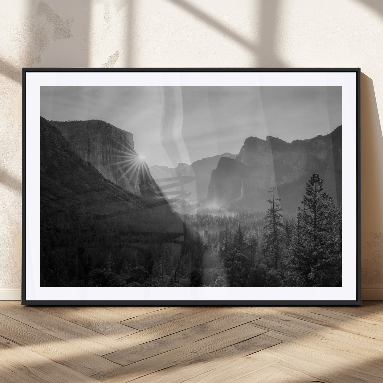 MGC-FP-36x24 - Yosemite Valley Wall Art Canvas Print, Framed El Capitan Sunrise Art Picture Print, Misty Mountain Perfect Modern Rustic Decor Artwork