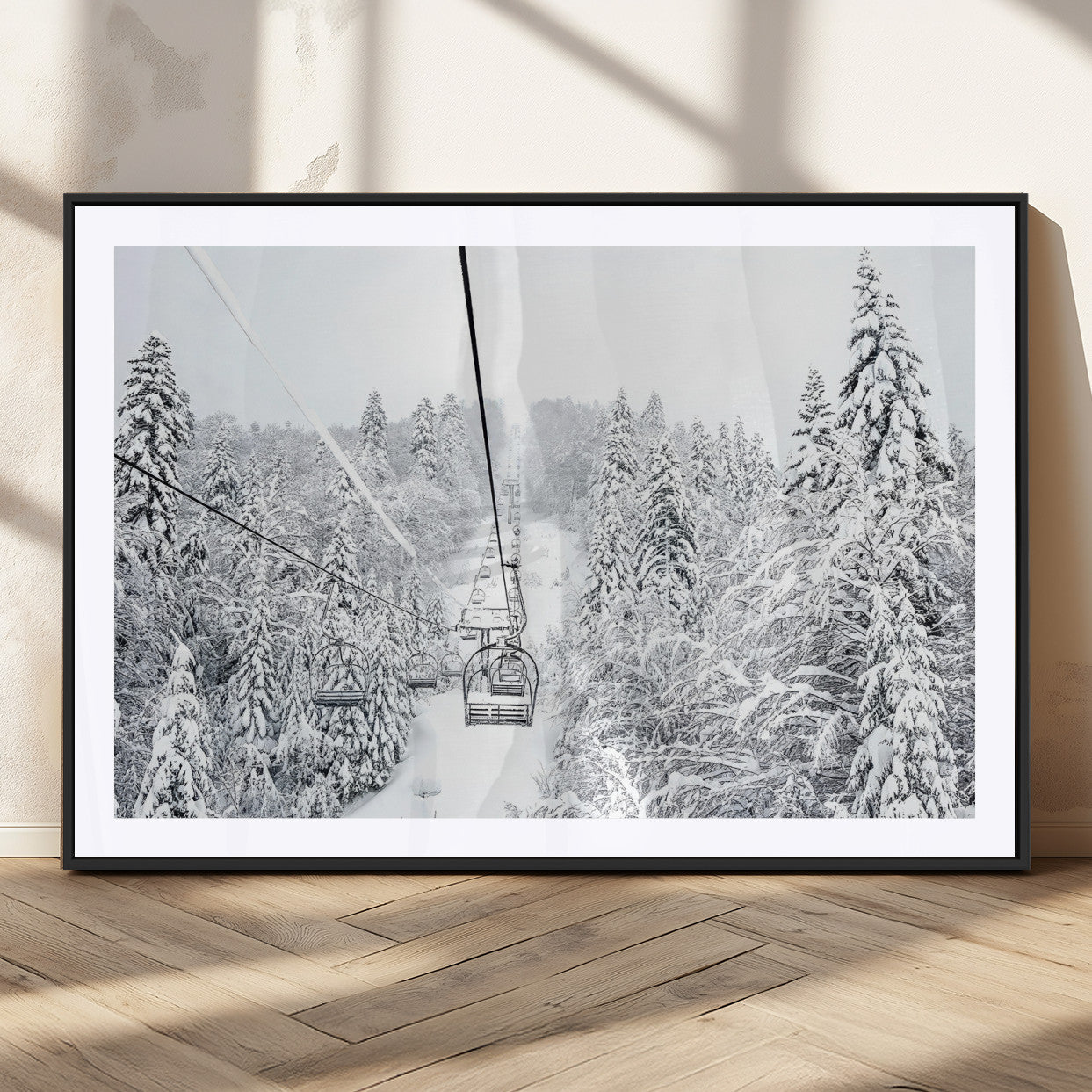 MGC-FP-36x24 - Winter Snow Ski Lift Wall Art Canvas Print Winter Trees Print