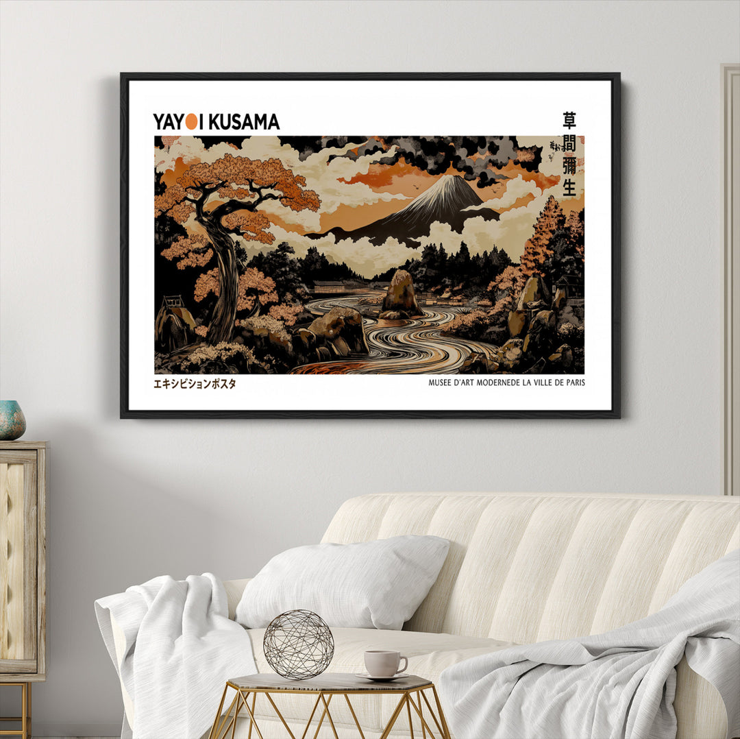Modern Japanese Wall Art Print Yayoi Kusama Canvas Wall Art Abstract Mount Fuji Canvas Print Japanese Landscape Art Printing