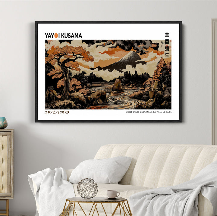 Modern Japanese Wall Art Print Yayoi Kusama Canvas Wall Art Abstract Mount Fuji Canvas Print Japanese Landscape Art Printing